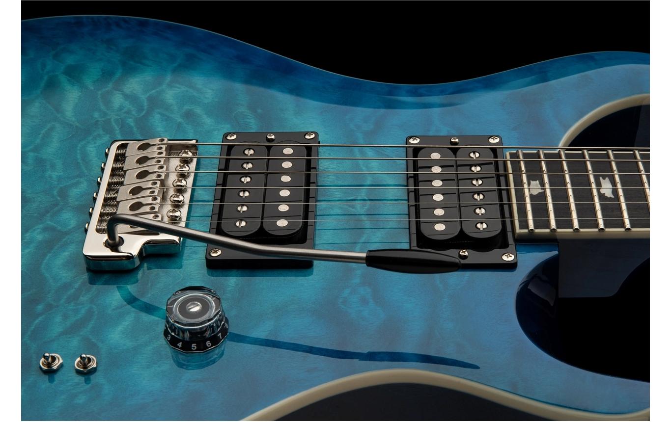 E-Gitarre SE Custom 24-08 Quilt Lake Blue<br>Gitarre mit Split Coil-Funktion