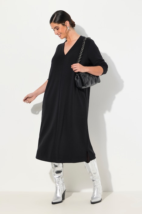Sweatkleid, V-Ausschnitt, Langarm, Taschen, Modalmix