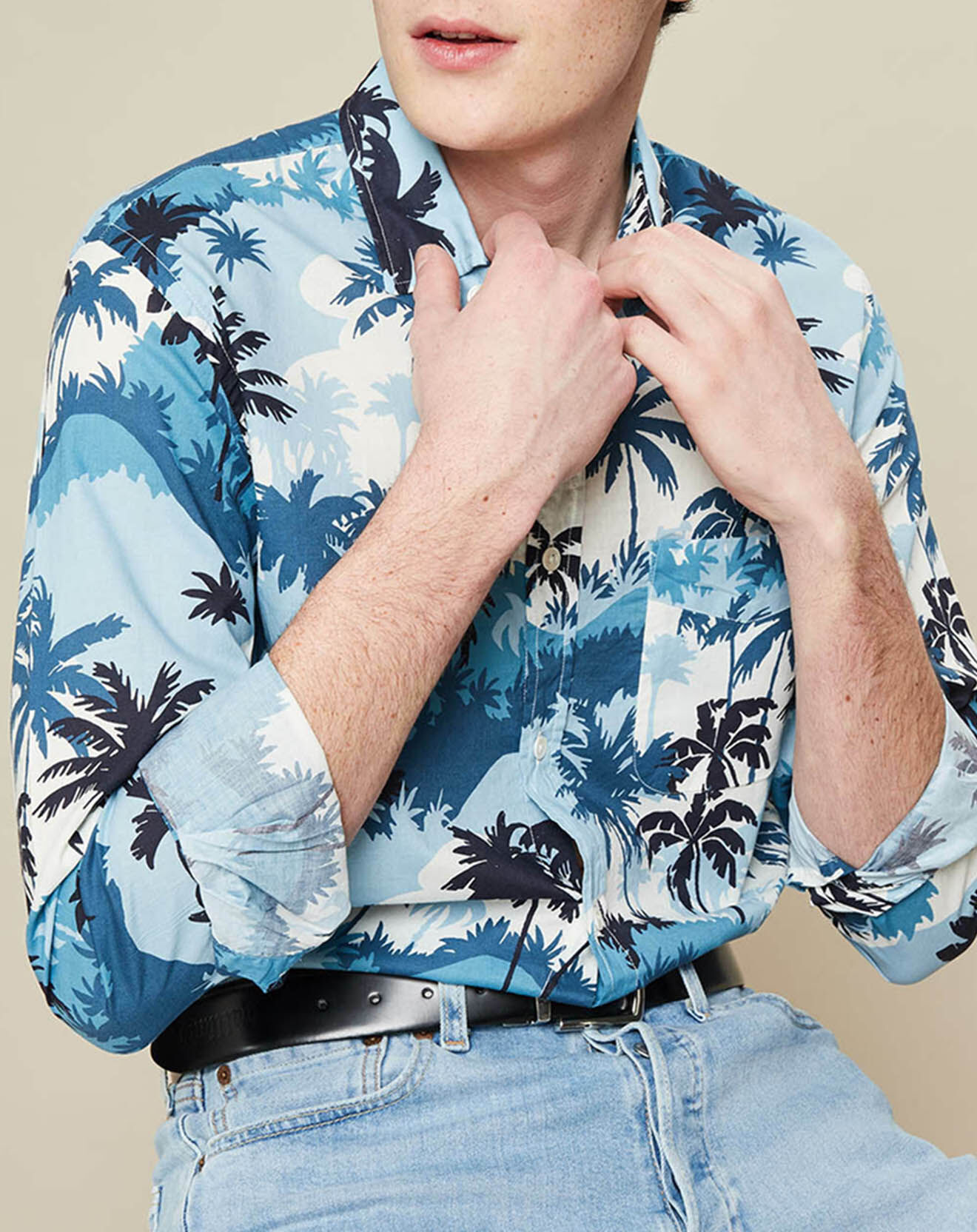Hartford Chemise slim Storm imprimée bleue