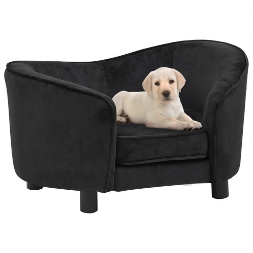 Sofá de pelúcia preto para cães Vidaxl