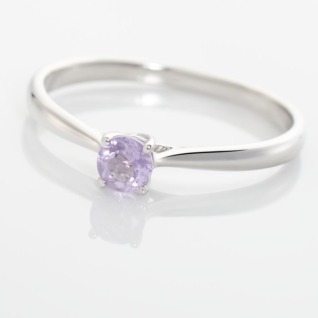 Bague Solitaire Fiona Or Blanc Amethyste
