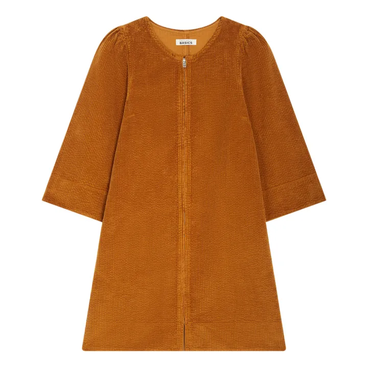 SMALLABLE BASICS Robe Zippée avec Manches Larges en Velours Côtelé | Noisette