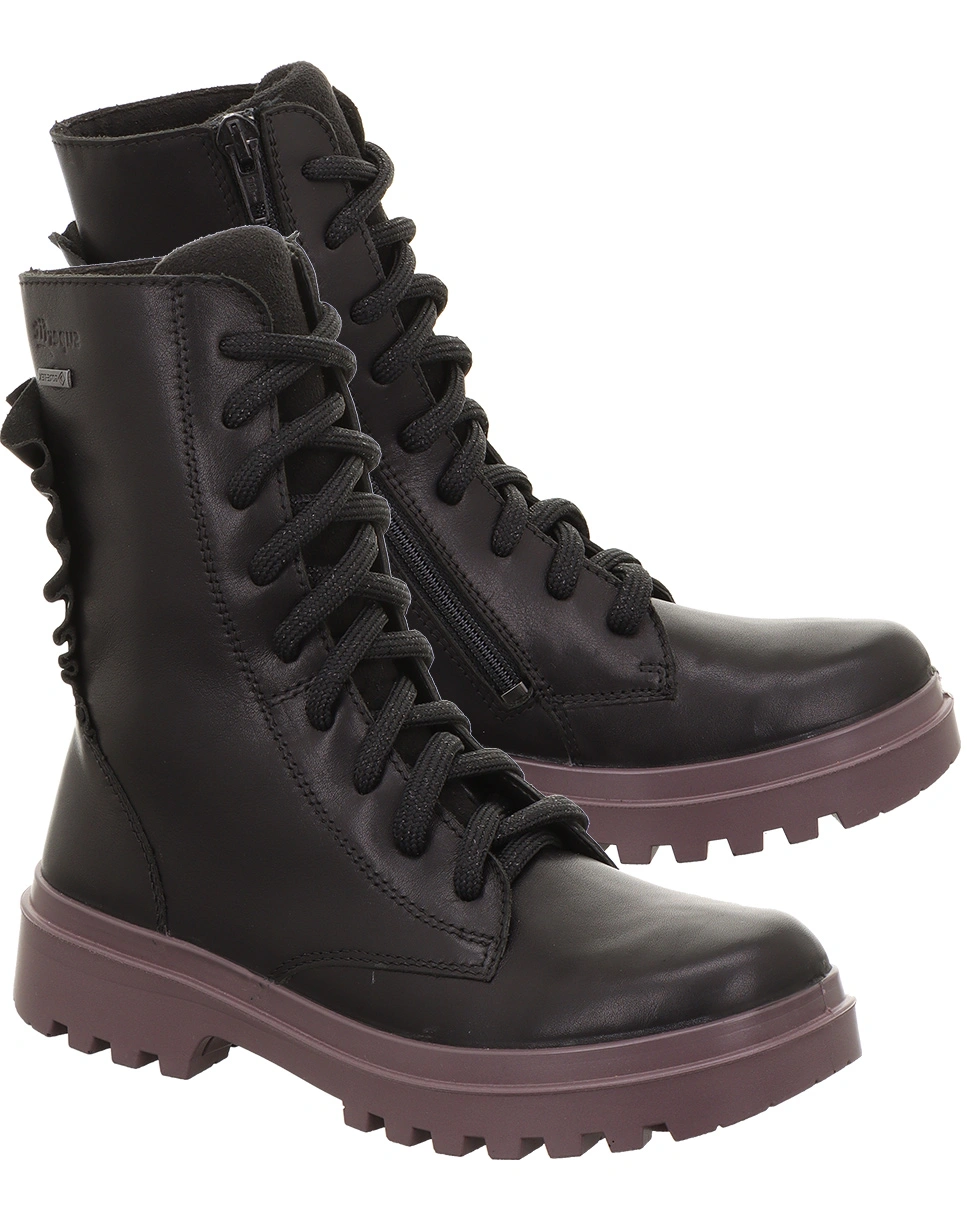 Schnür-Stiefel ABBY mit Reißverschluss in schwarz