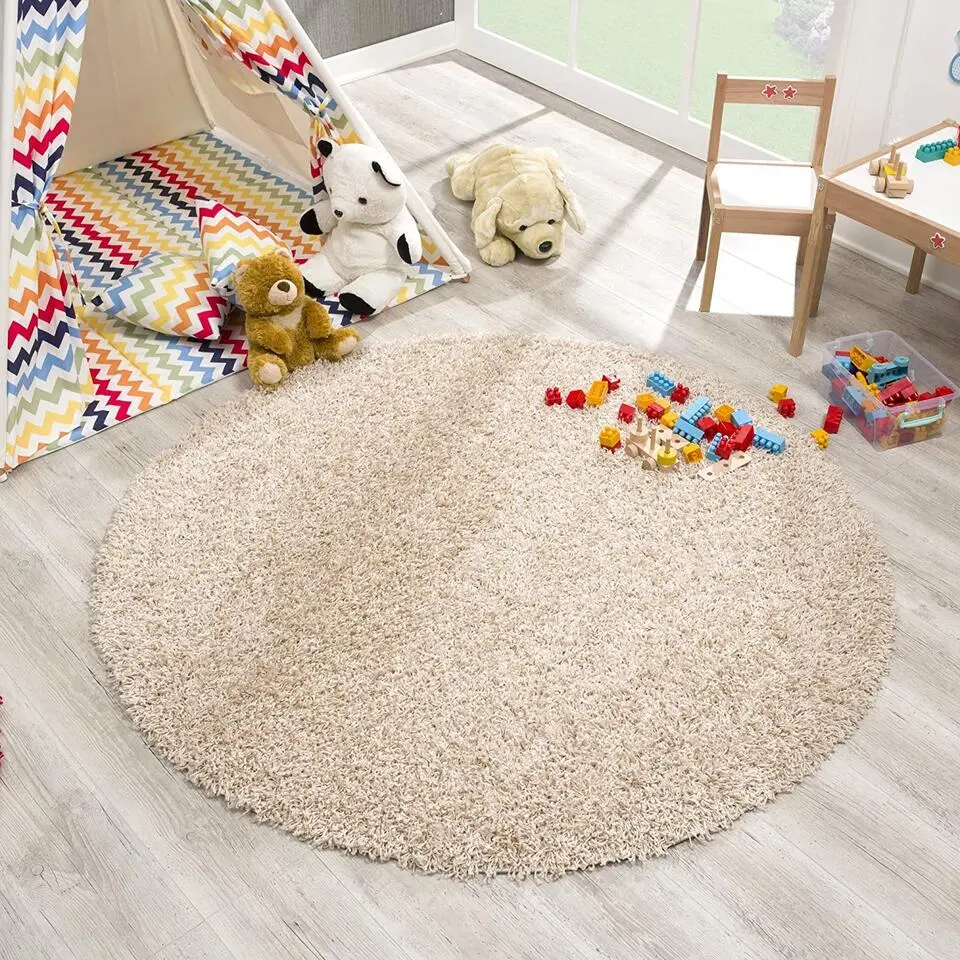 Loca Shaggy Rond Vloerkleed Beige Hoogpolig - 300 CM ROND