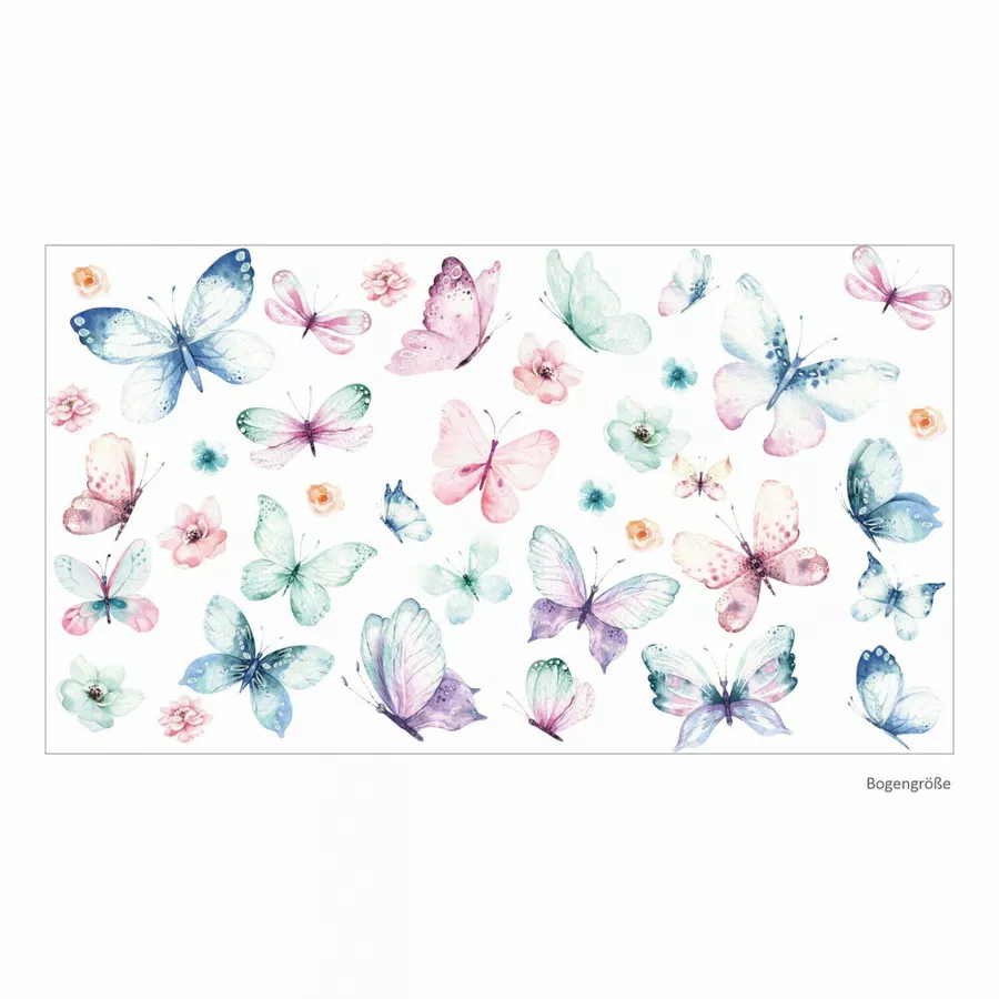 Nikima Wandtattoo 214 Schmetterlinge Aquarell Butterfly in 6 vers. Größen bunt