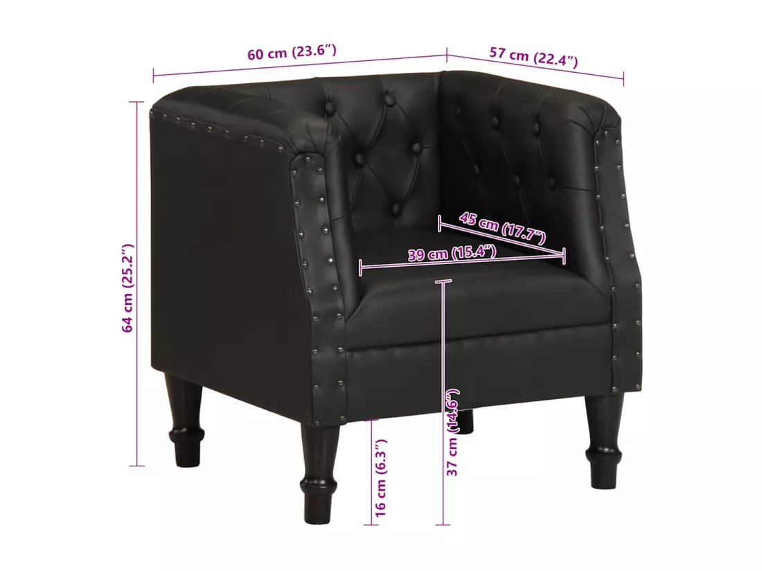 Fauteuil Noir Cuir véritable