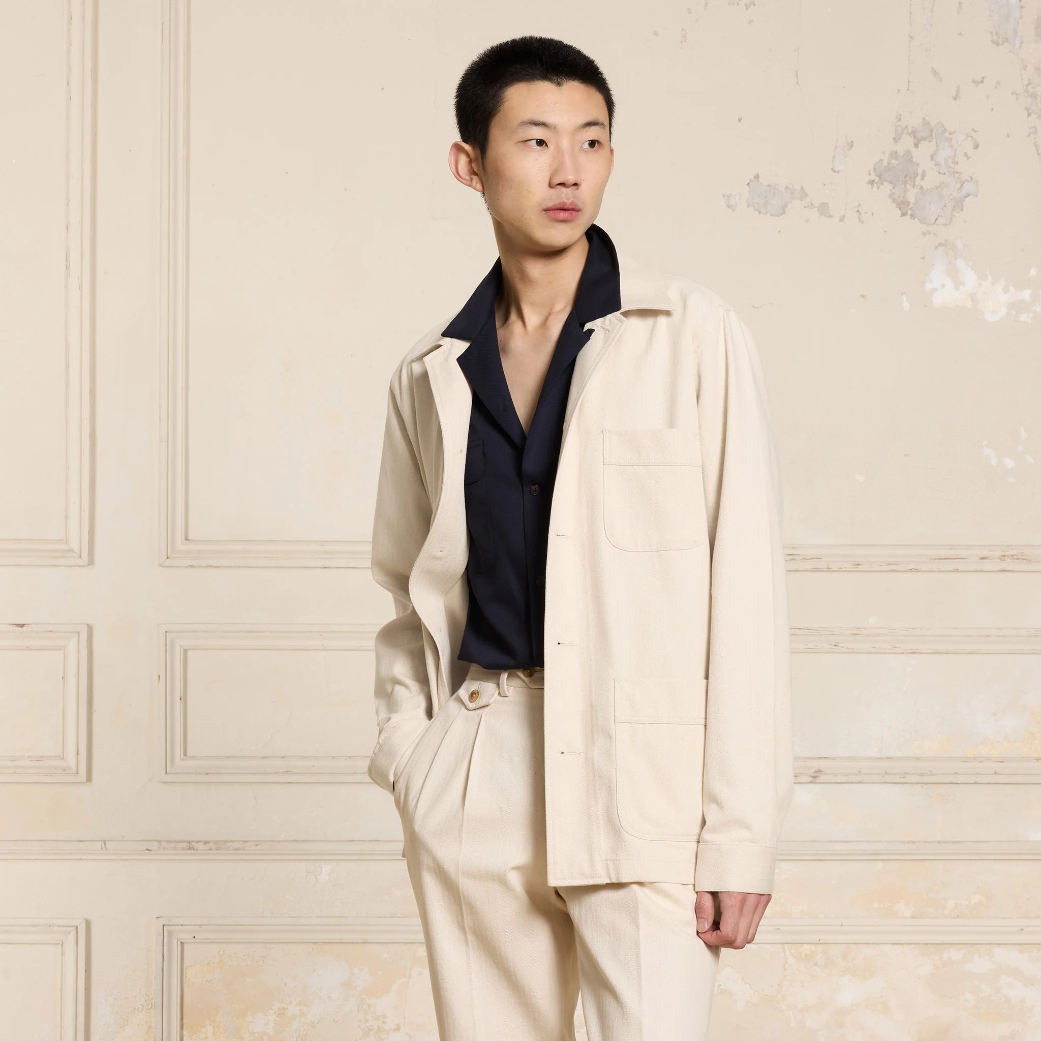 Ecru cotton work jacket