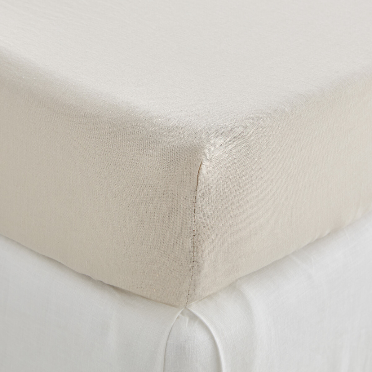 LA REDOUTE INTERIEURS<br>Lençol de baixo em algodão/linho lavado, dobra de 30 cm, Marnie