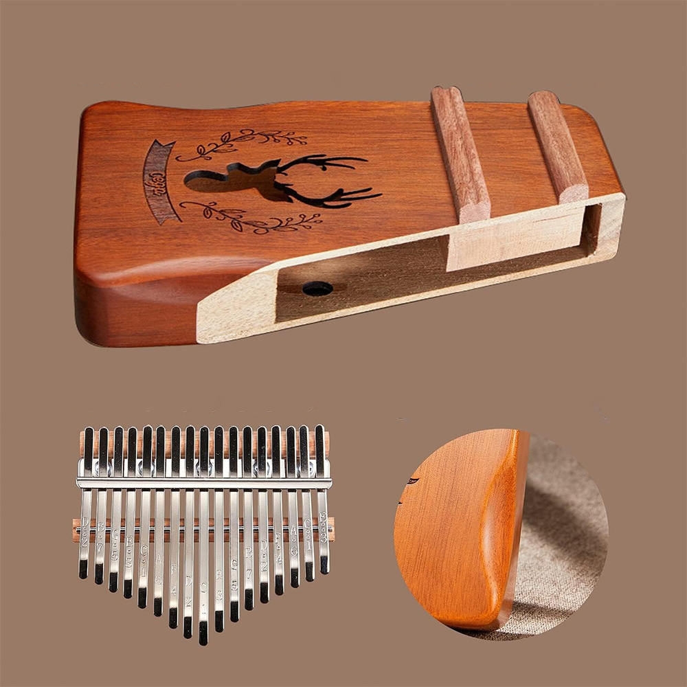 (6-tlg. Set) 17 Schlüssel Holz Kalimba Daumenklavier Lamellophon Musik Instrument mit Stimmhammer