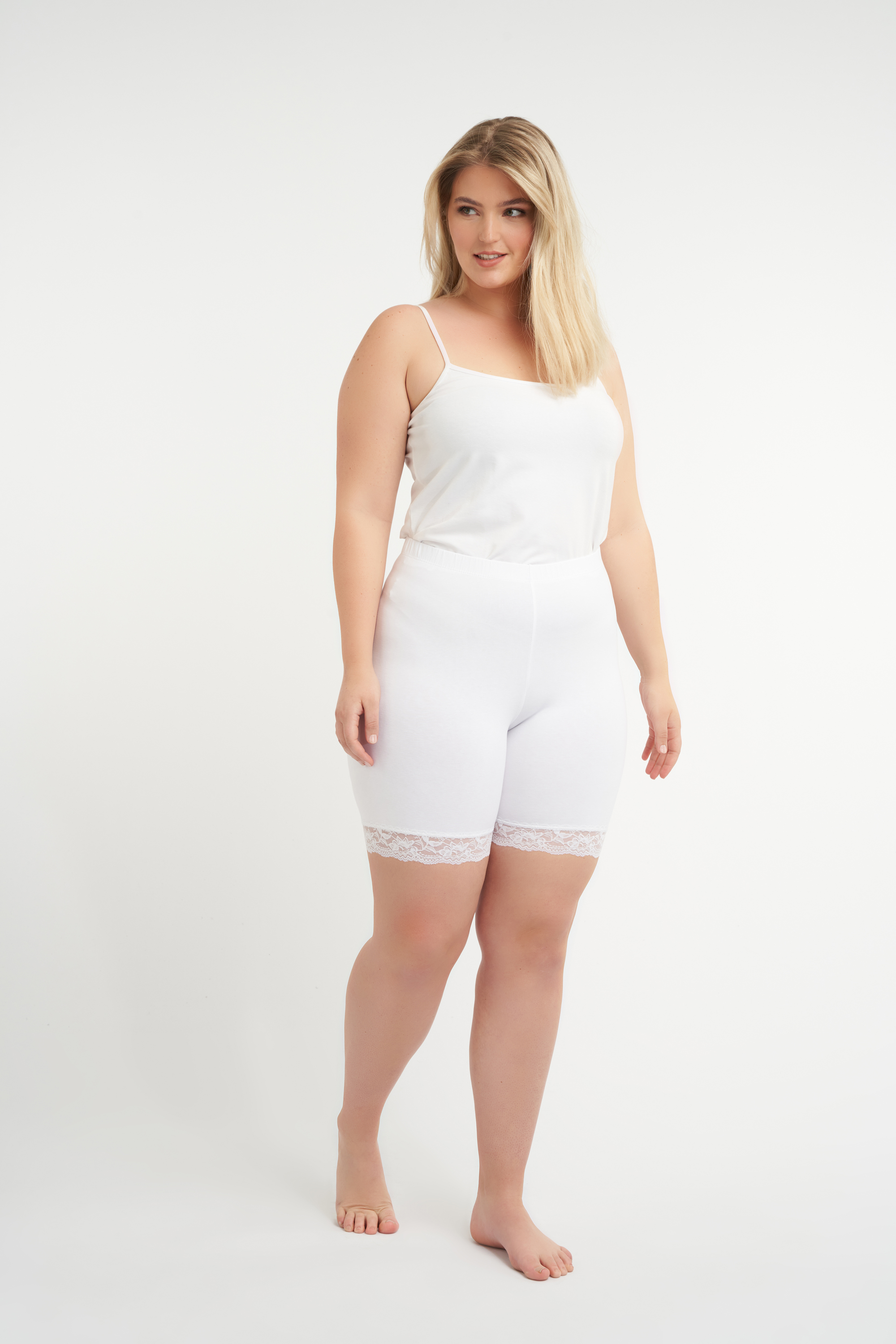 Korte legging met kant Wit