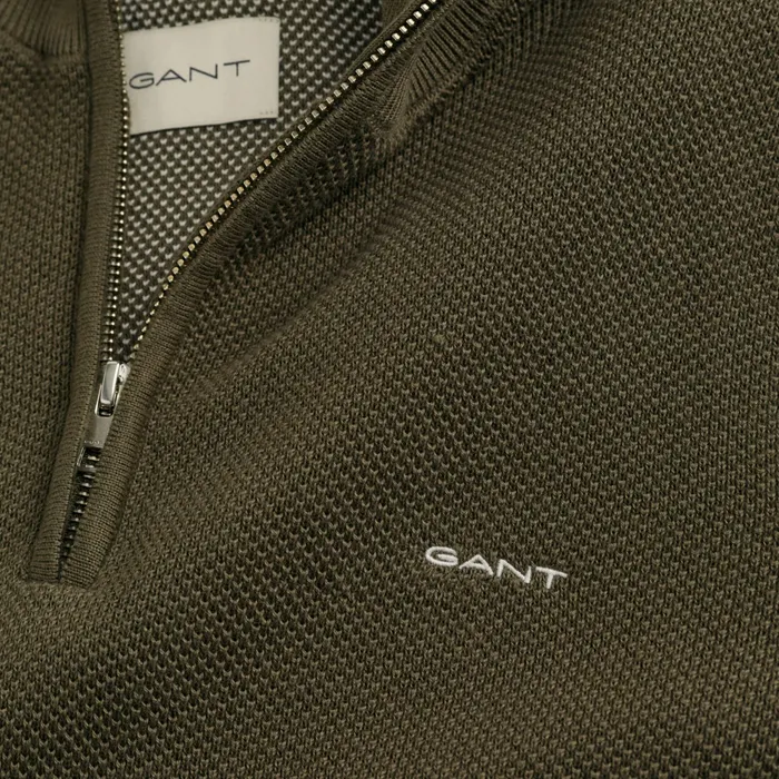 Gant Pique Half Zip Sweater Heren