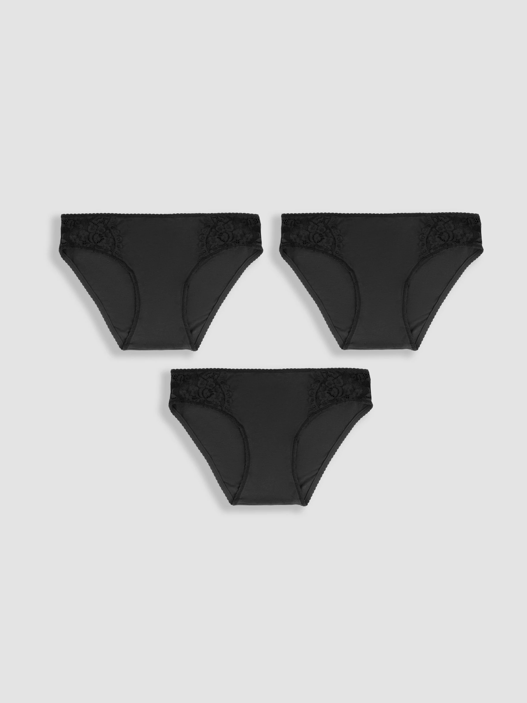 Zwart - JoJo Maman Bébé - 3 Zwangerschapsslipjes met kanten rand