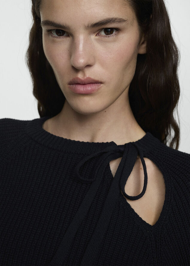 MANGO Cut-out knitted sweater Navy