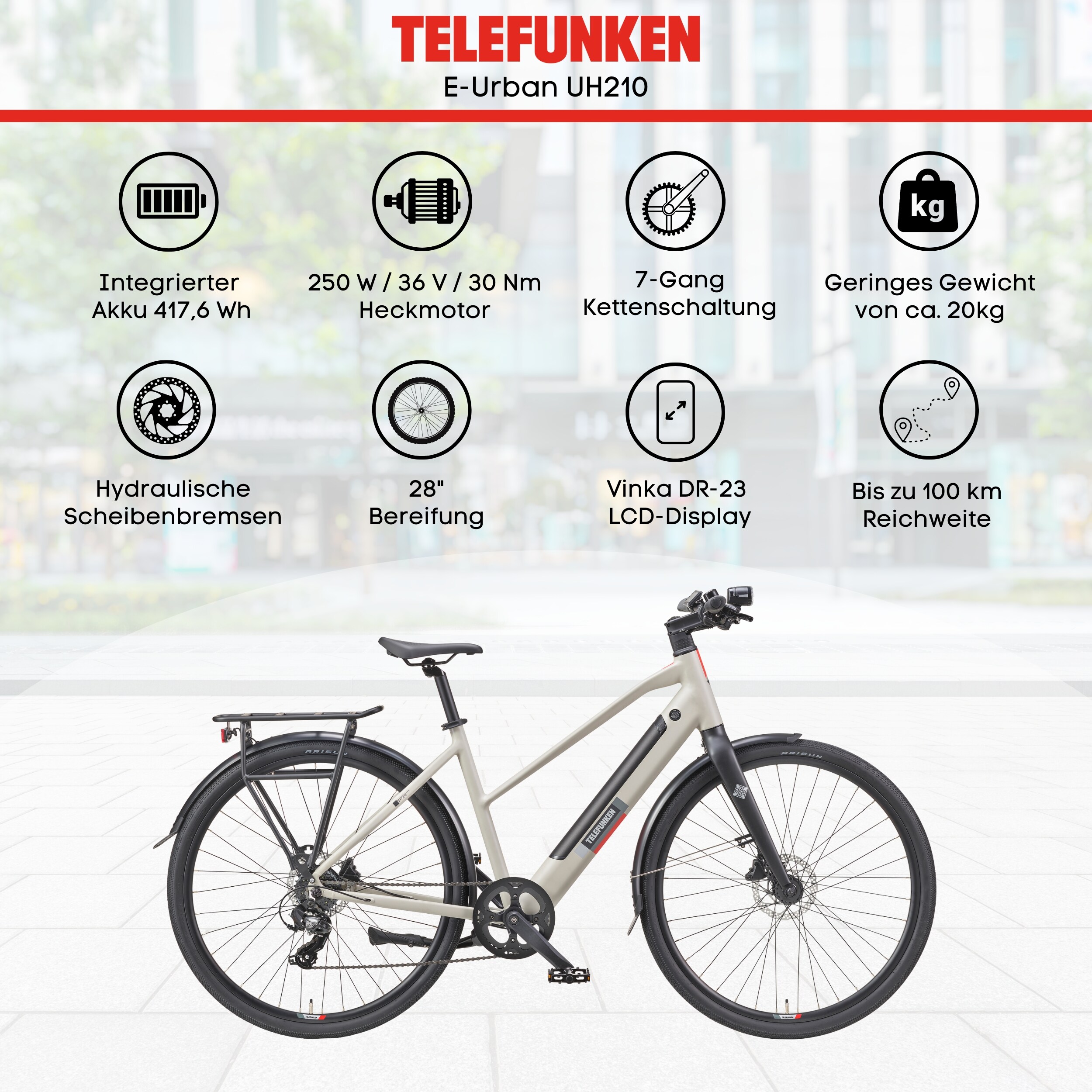 TELEFUNKEN UH210 E-Urban-Bike Damen 28