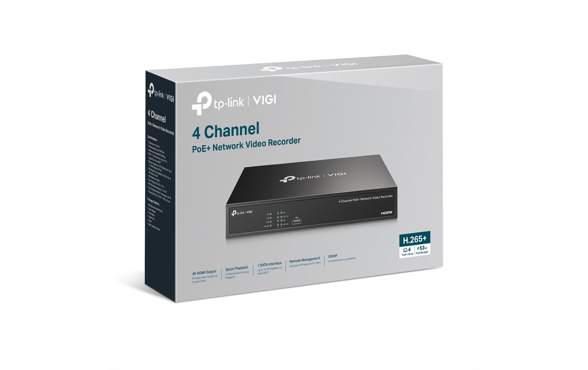 Netzwerkrekorder VIGI NVR1004H-4P 2 TB, 4 Kanal<br>4-Kanal-PoE+-Netzwerk-Videorekorder