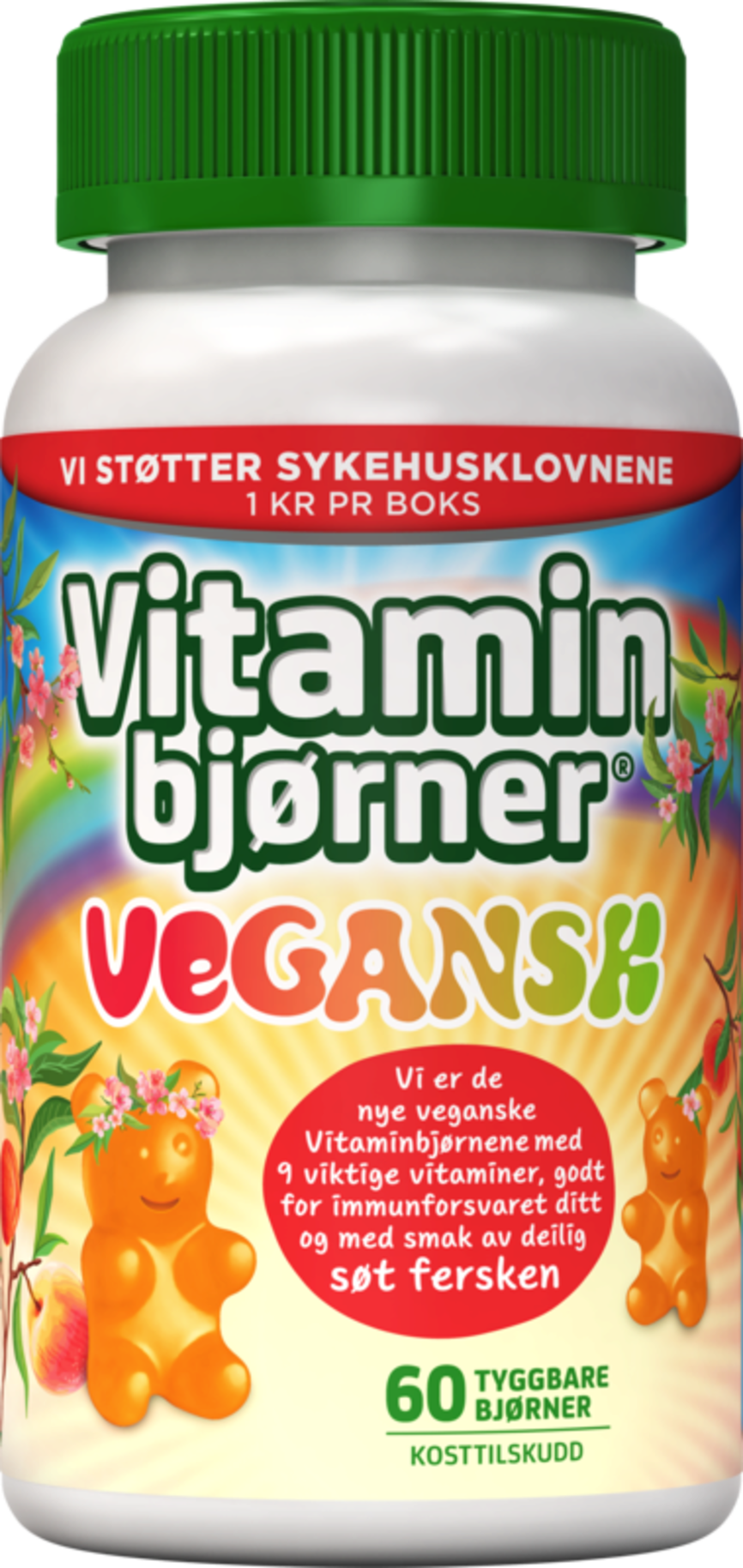 Vitaminbjørner med smak av fersken 60 tyggetabletter