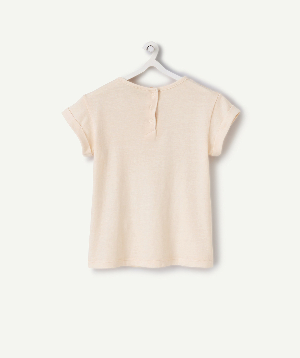 T-SHIRT BÉBÉ FILLE EN TEINTURE VÉGÉTALE ORANGE AVEC ANIMATION