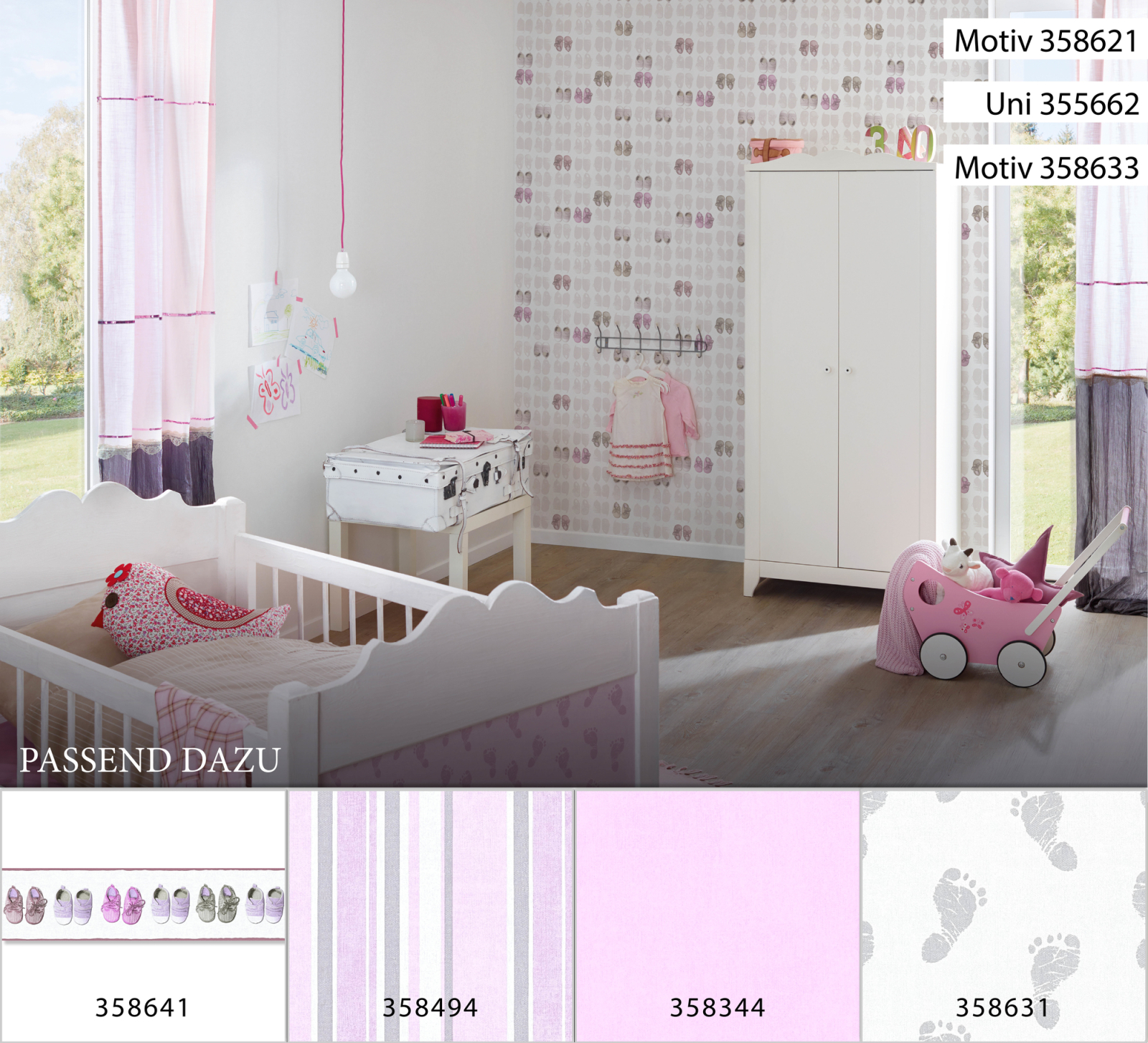 Vlies-Borte LITTLE STARS - rosa - 13 cm