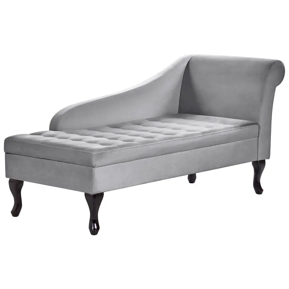 PESSAC - Chaise longue - Lichtgrijs - Rechterzijde - Fluweel