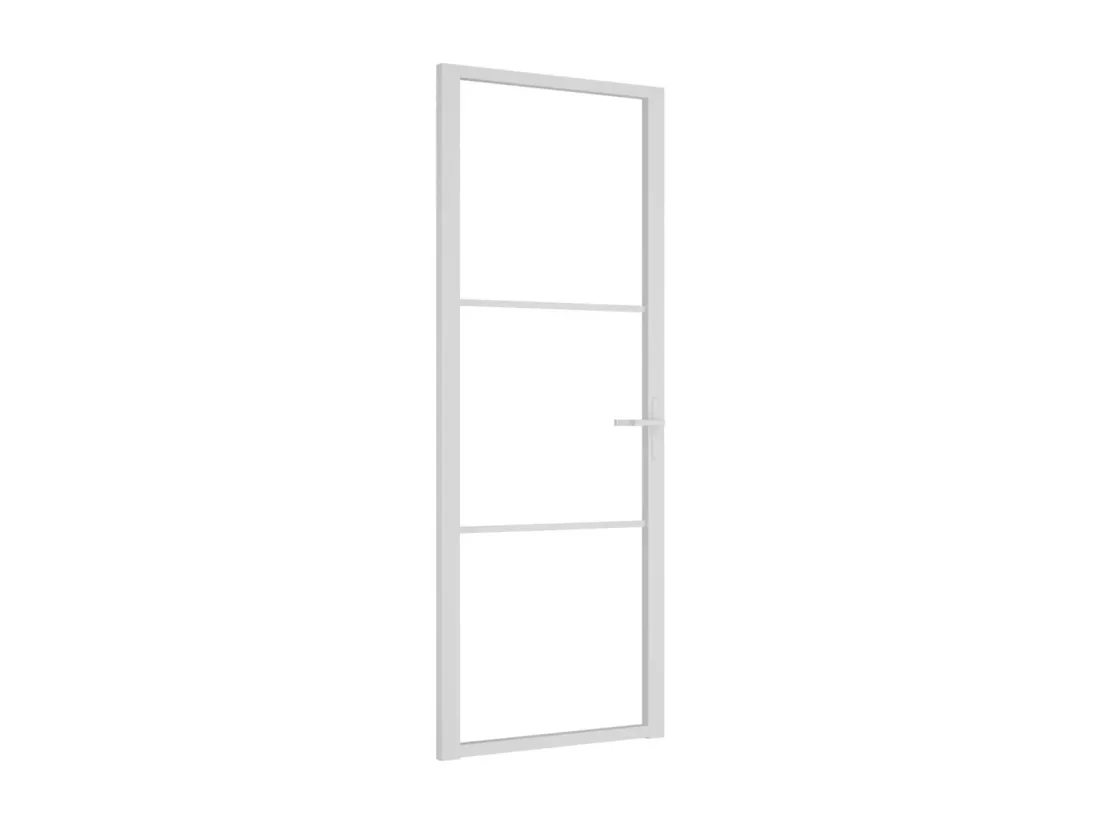 Porte intérieure 76x201,5 cm Blanc Verre ESG et aluminium