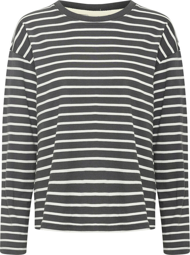 Kaffe KAwinny LS T-Shirt Black oyster/ant. white stripe