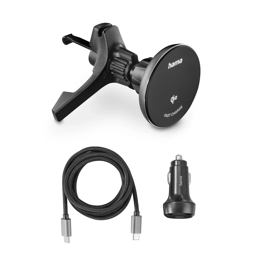 Hama - (15W) MagSafe Auto KFZ Halterung für Lüftungsgitter Qi2 Wireless Fast Charging Ladestation (00201736) - Schwarz