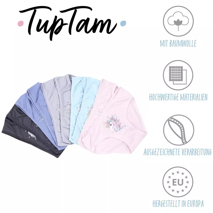 TupTam Mädchen Slips mit Aufdruck 10er Pack graublau