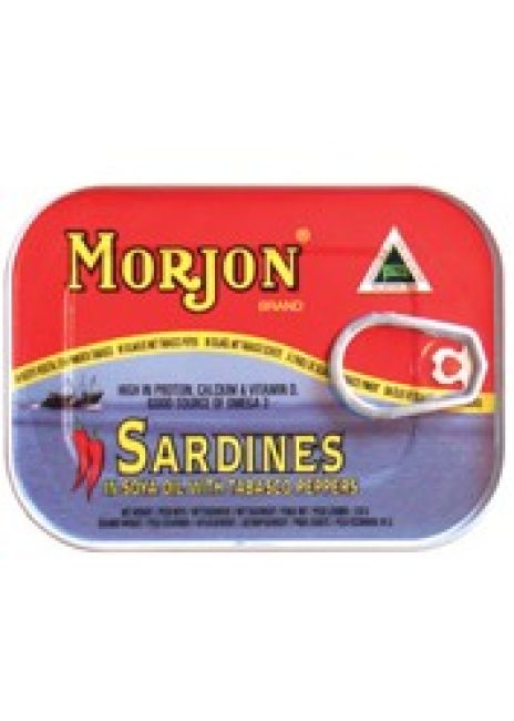 Morjon Sardines in Soja Olie met Tabasco Pepers 120g