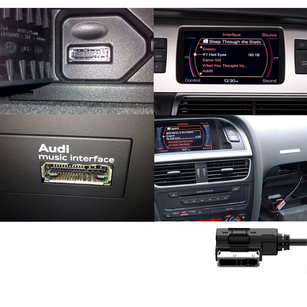 (30cm) 3in1 Auto KFZ AMI MDI Lightning / 3.5mm AUX / USB C Schnittstelle Musik Adapter Kabel Interface Konverter Audi / VW / Skoda