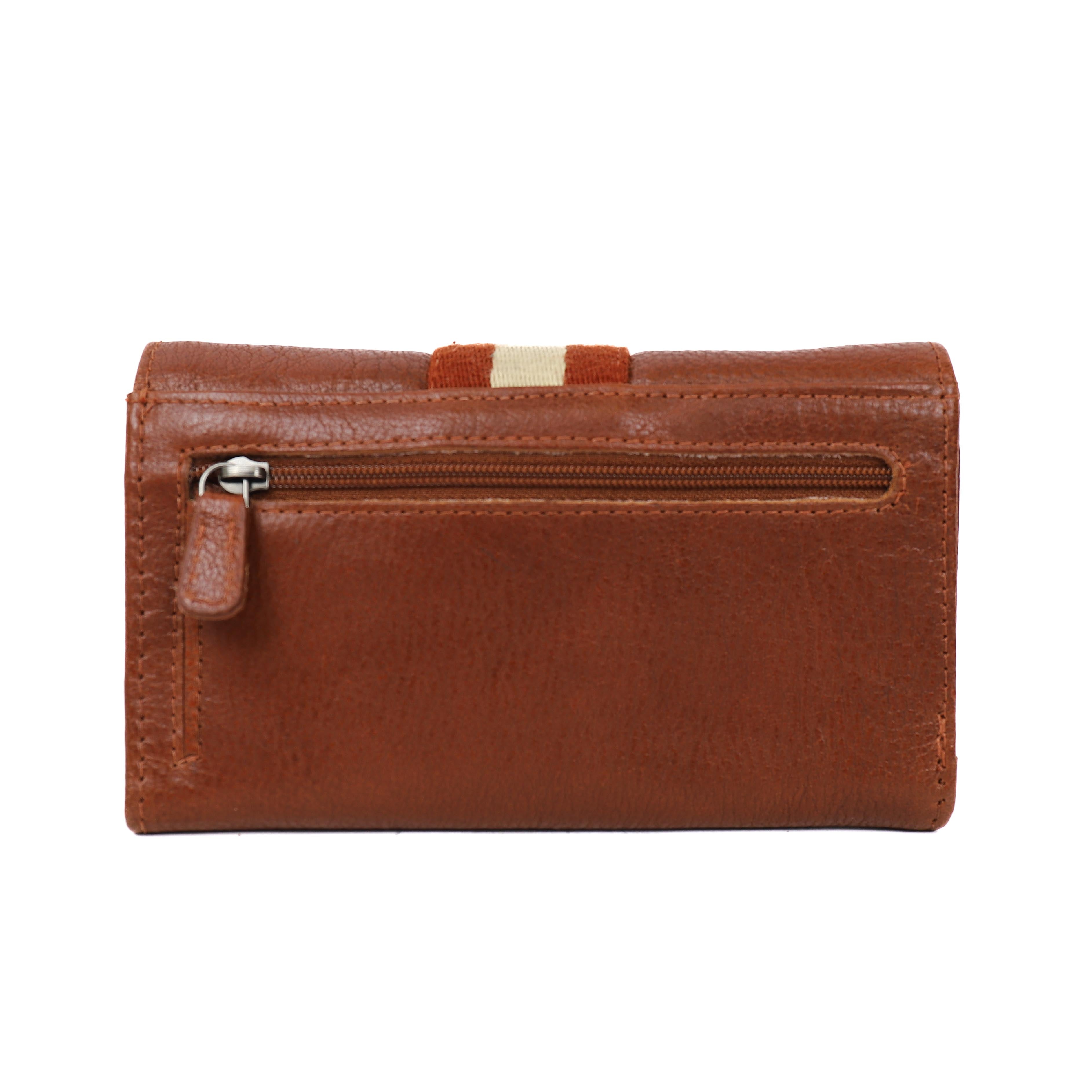 Overslag portemonnee 'Sweety' XL cognac/stripe