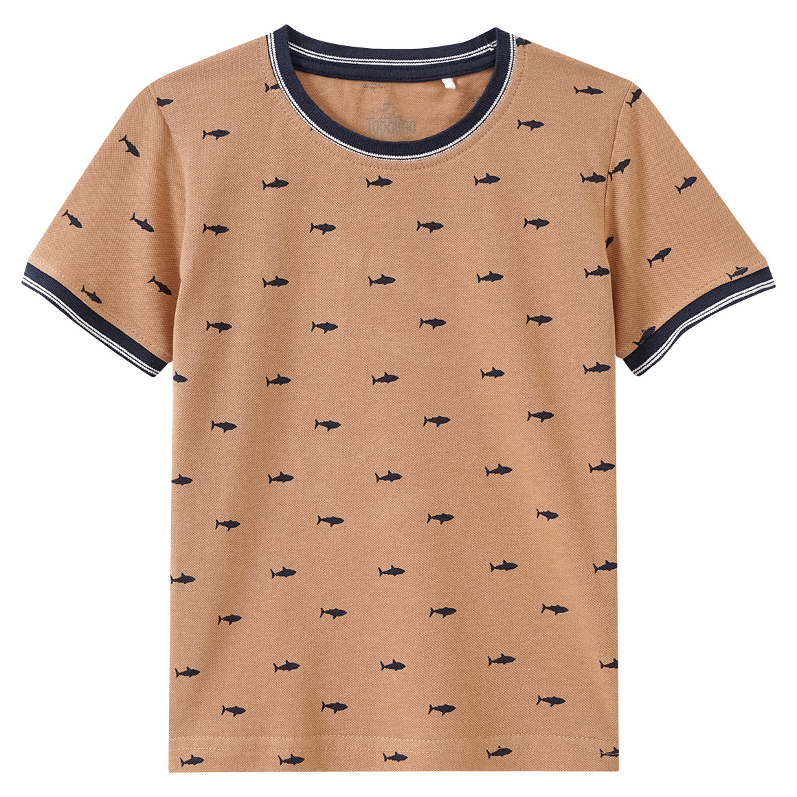 Topolino Jungen T-Shirt mit Hai-Allover hellbraun