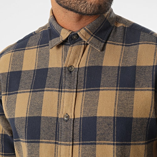 Chemise Manches Longues A Carreaux Oliver Camel Bleu Marine
