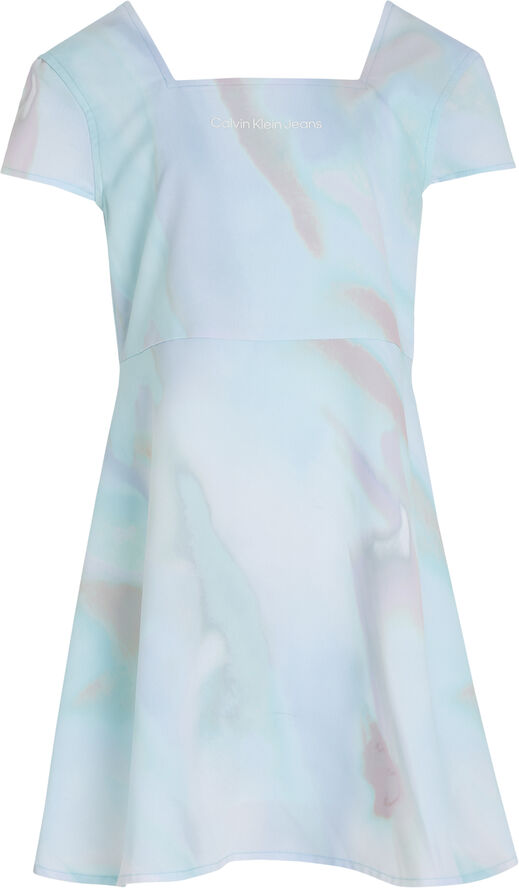 Calvin Klein SERENITY AOP SQUARE SS DRESS 0gy