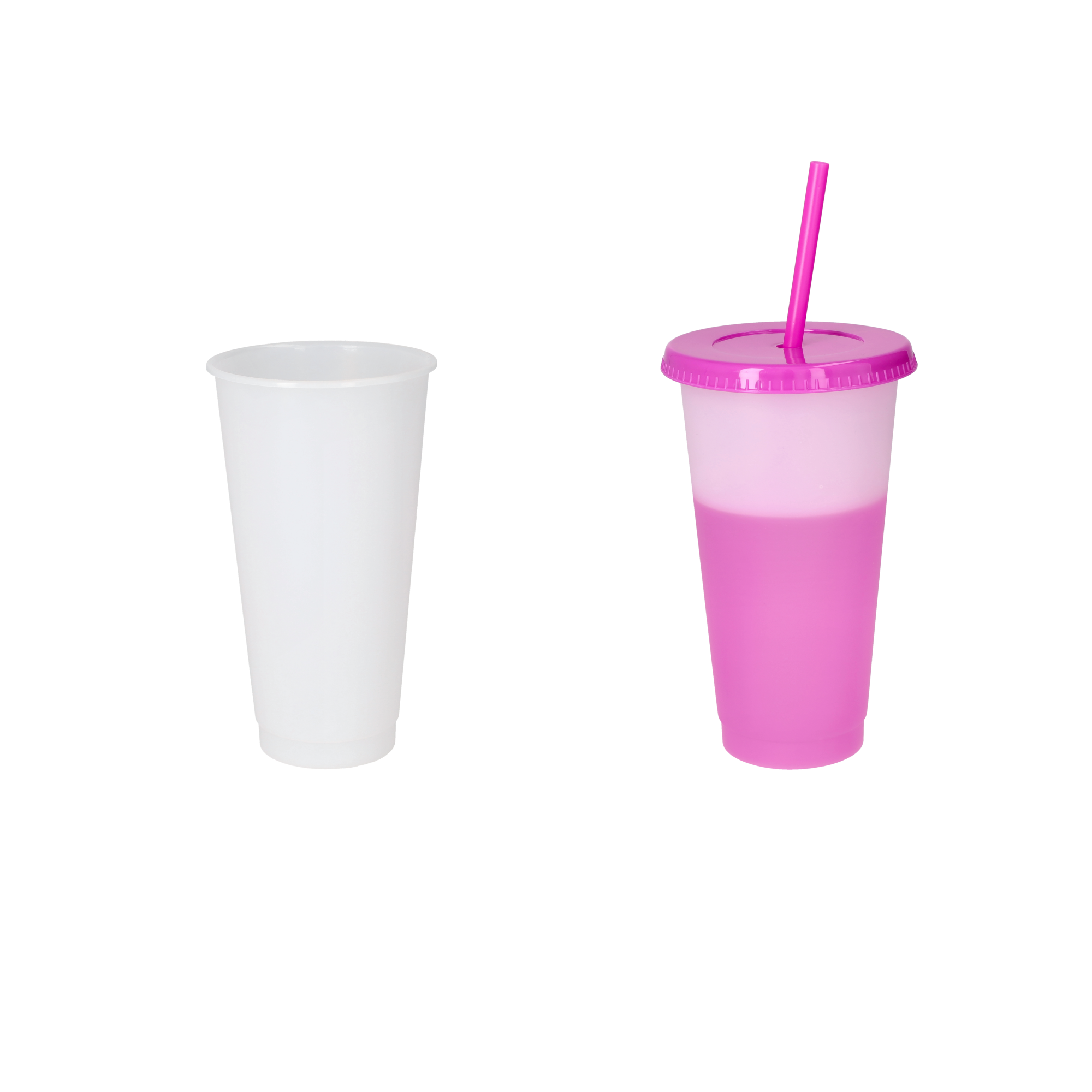 (30-tlg. Set) 550ml Farbwechsel Trink Becher Mehrweg Party Getränke Cup mit Deckel   Strohhalm - Assortiert