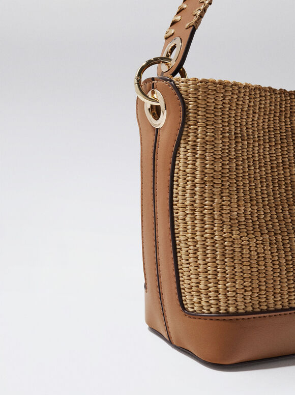 Bolsa de palha tipo balde - Camel