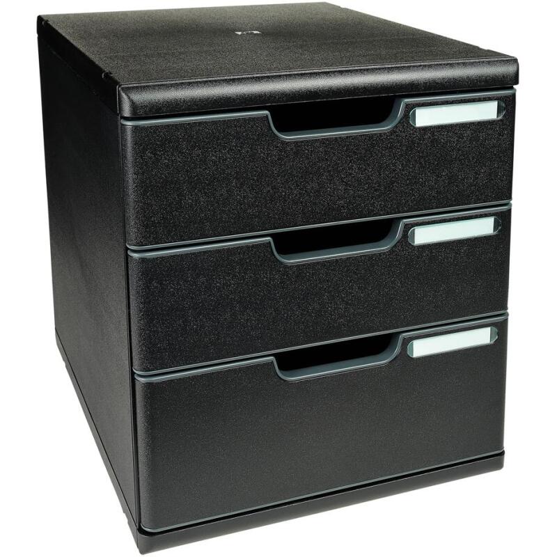 Module de classement Modulo Ecoblack 3 tiroirs fermés - Noir