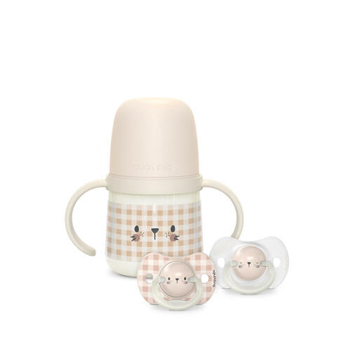 Biberon à anses 150mL Night&Day Rose poudré - SUAVINEX