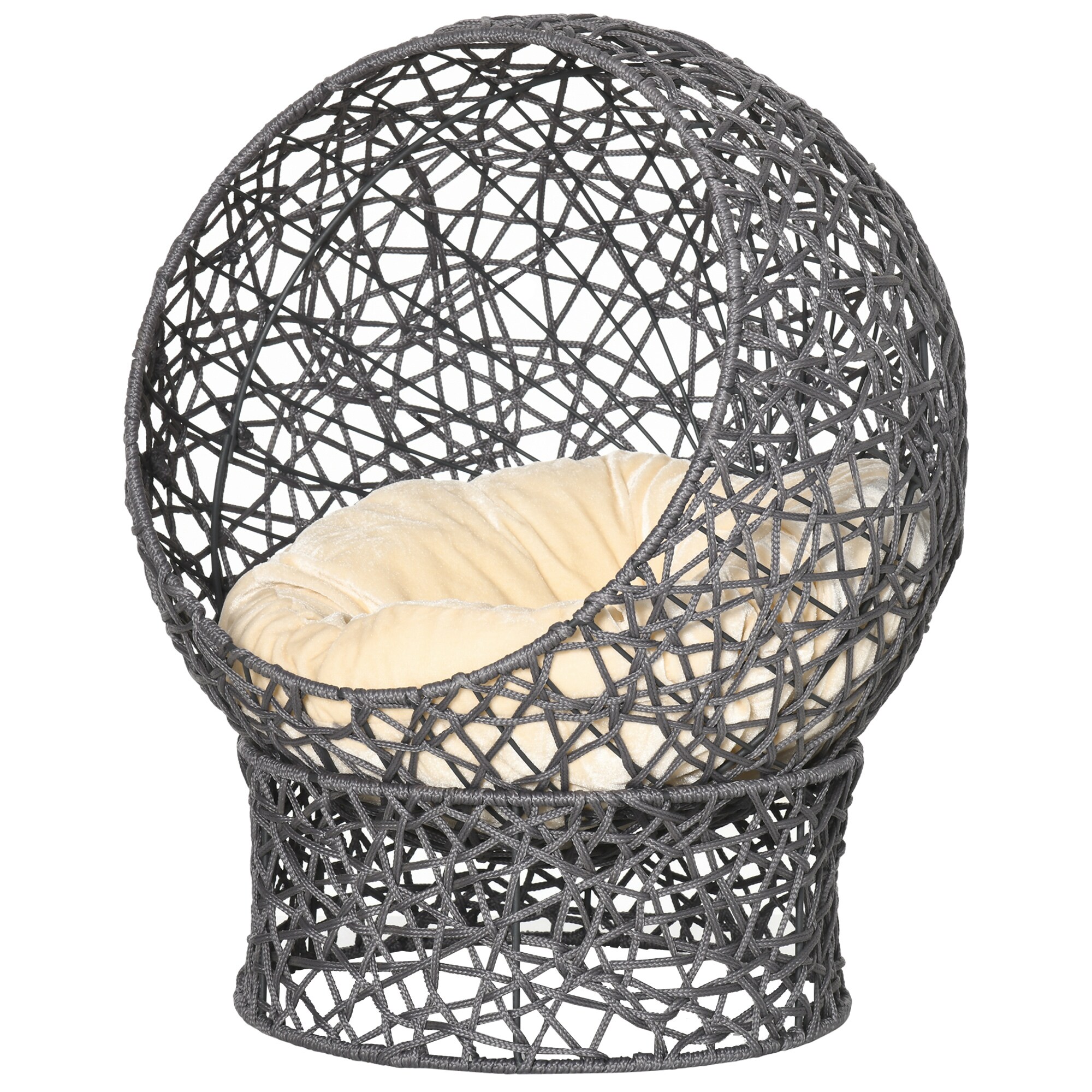 PawHut Katzenkorb mit Kissen grau, beige 50L x 50B x 60H cm