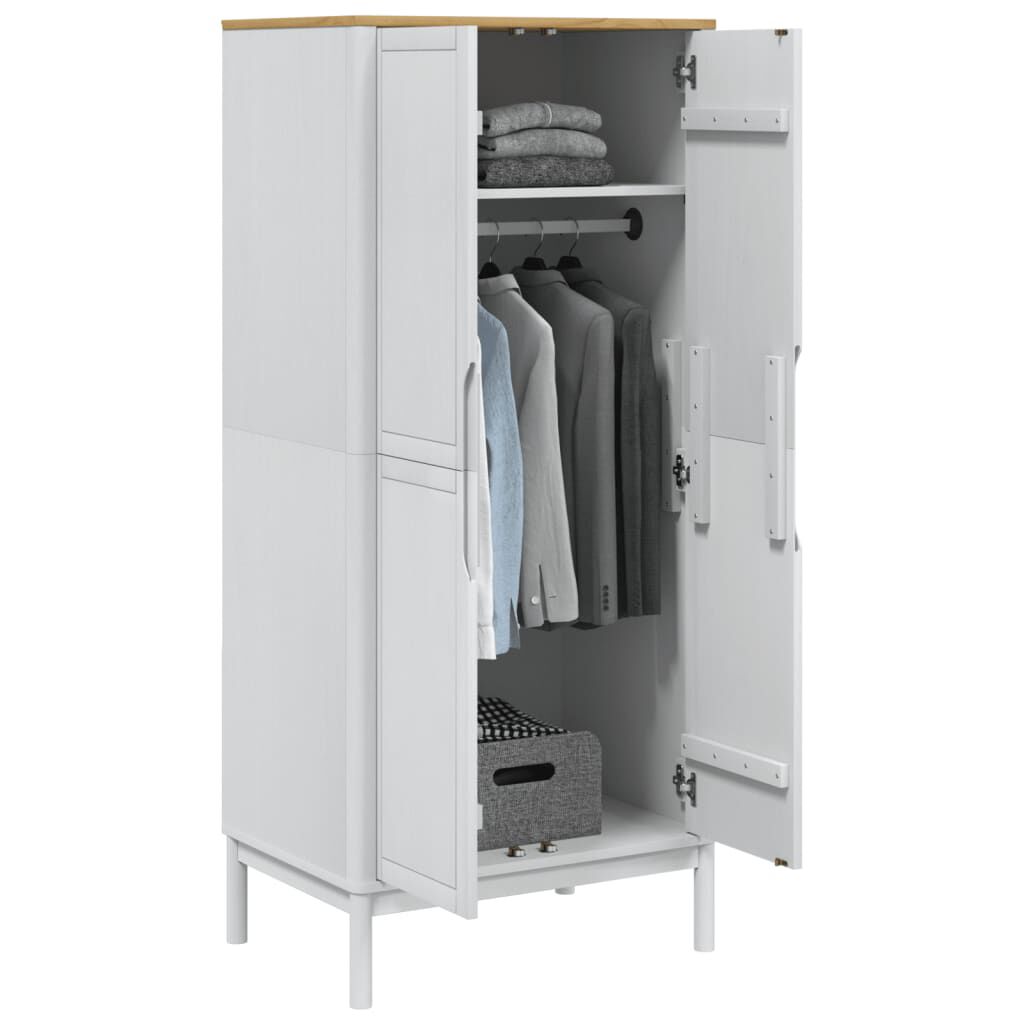 vidaXL FLORO Kledingkast Wit 77x53x171 cm Massief grenenhout