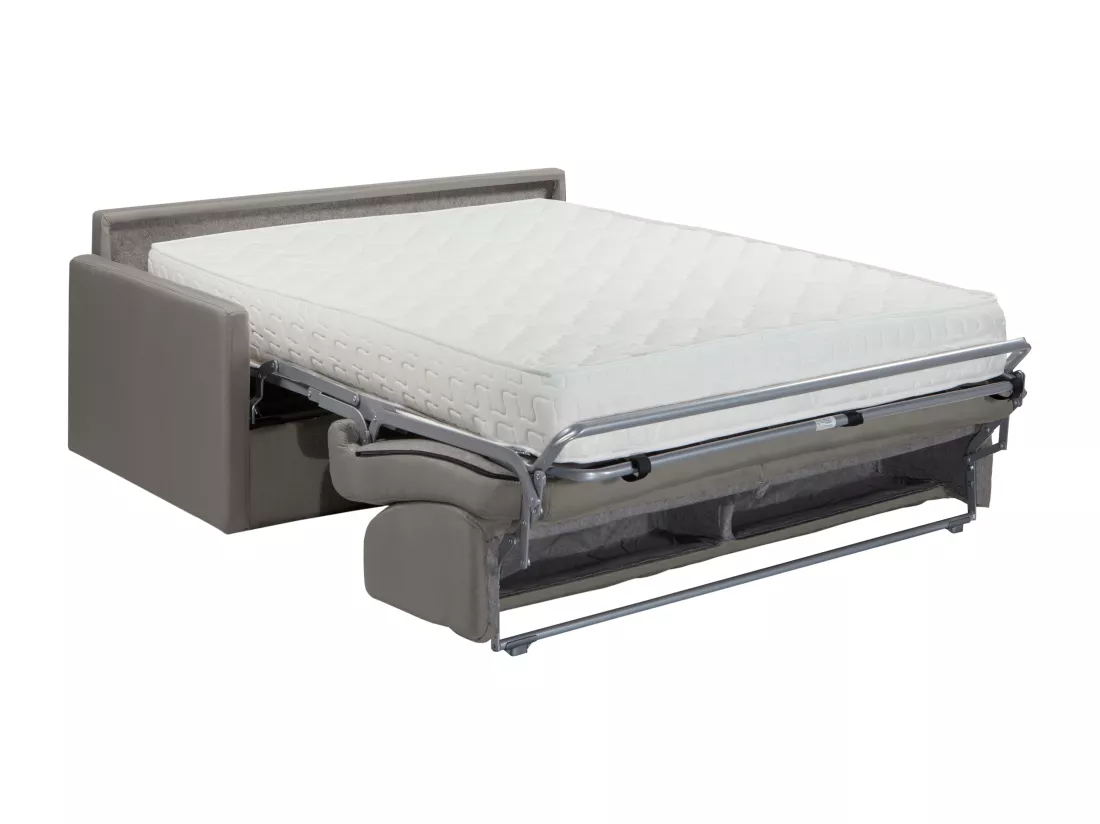 Canapé 4 places convertible express en tissu gris - Couchage 160 cm - Matelas 22 cm CALIFE