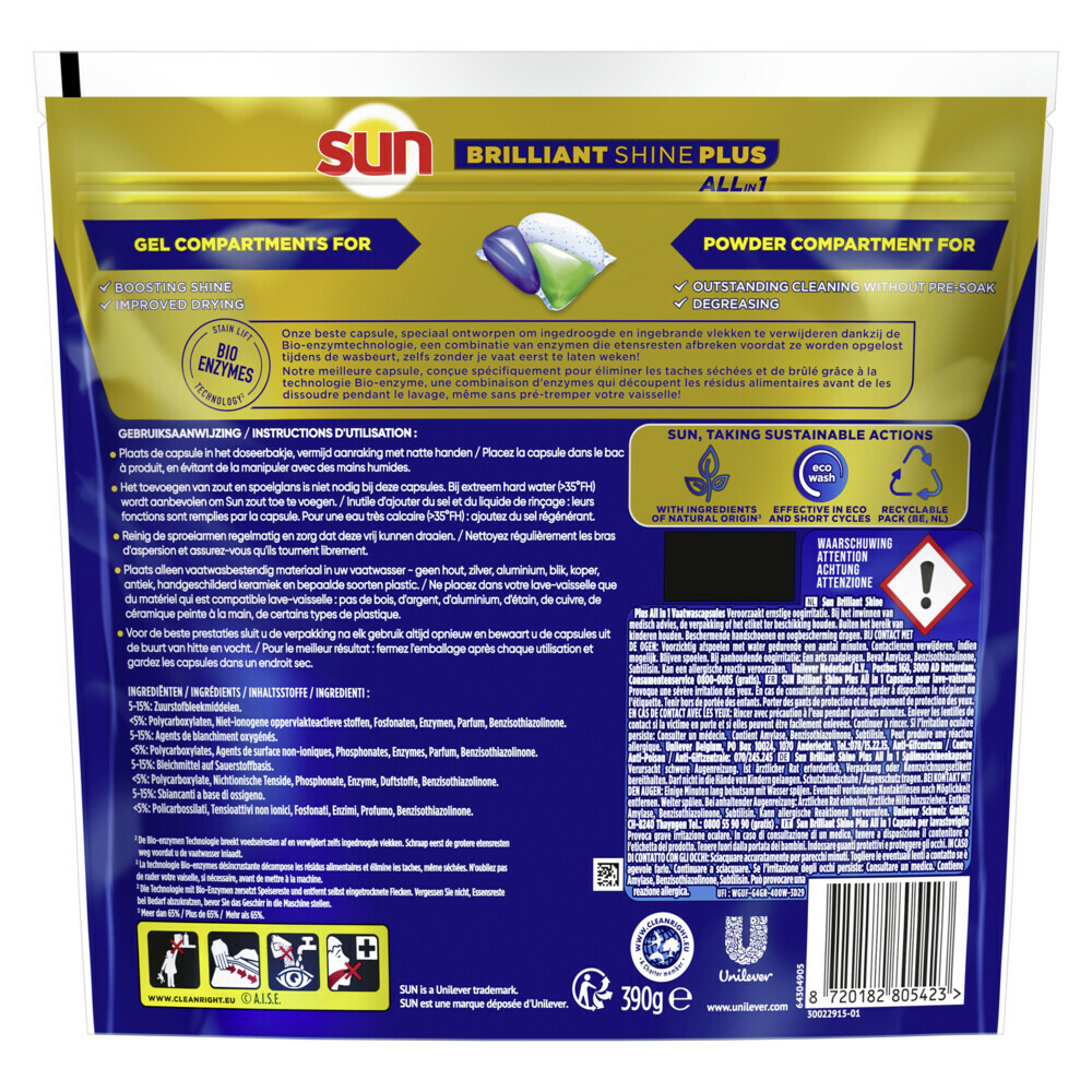 Sun Brilliant Shine+ All-in 1 Vaatwascapsules26 stuks