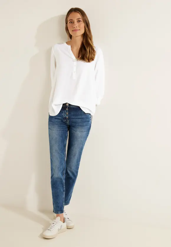 Bluse in Unifarbe - White