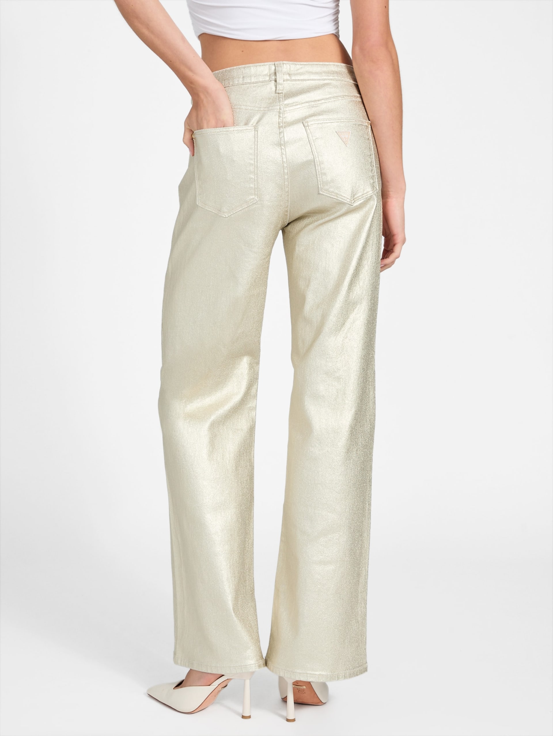 calças jeans de perna larga