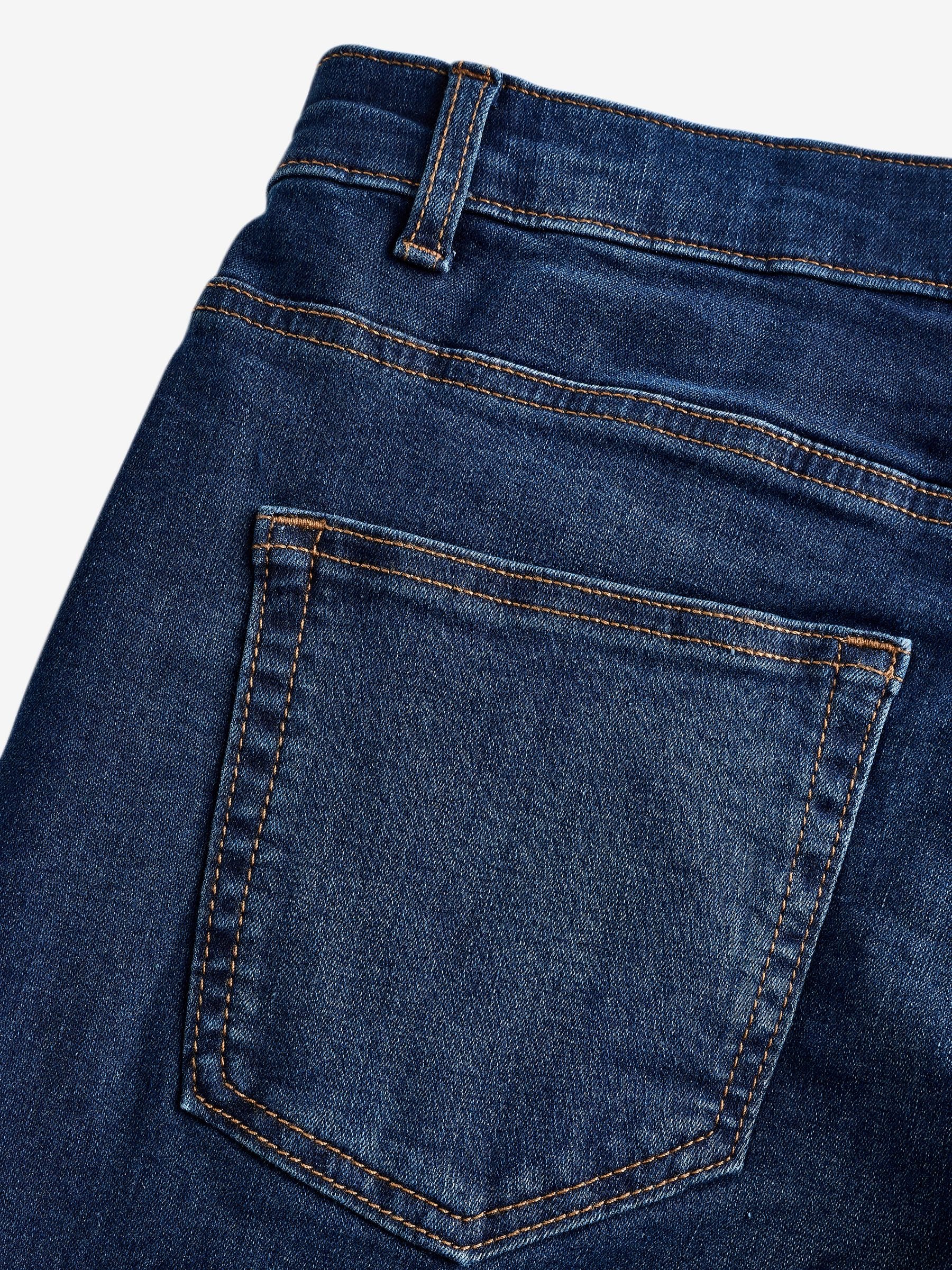 Mediumblauw - Klassieke stretchjeans met standaard taps toelopende pasvorm