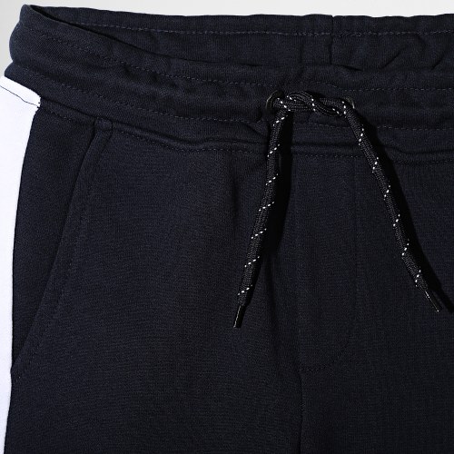 Short Jogging Enfant A Bandes Logo Blocking Bleu Marine