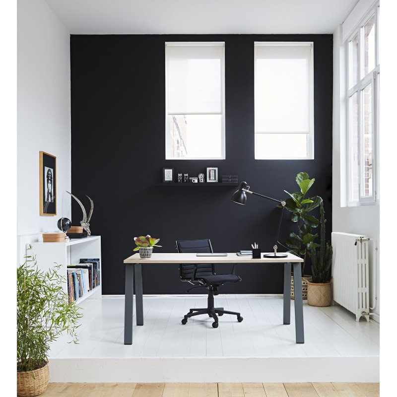 Bureau droit ECLA profondeur 80 cm piètement métal