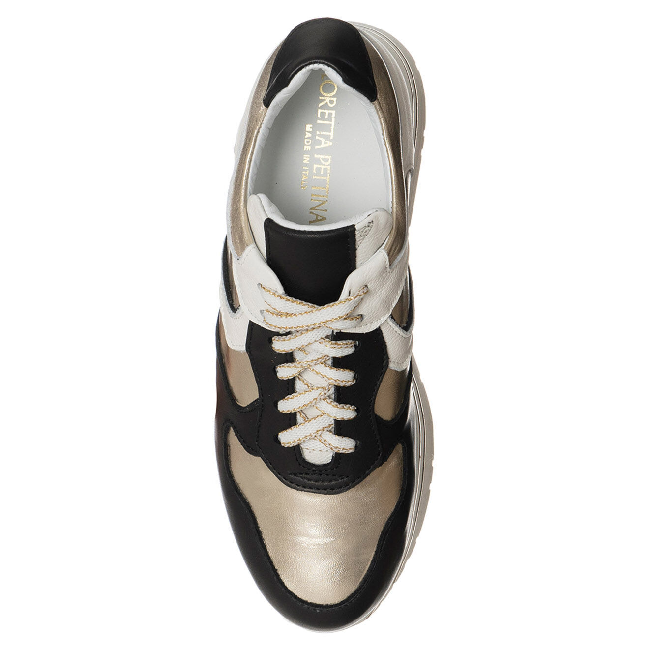 Loretta Pettinari Sneakers en Cuir Iris noir/doré