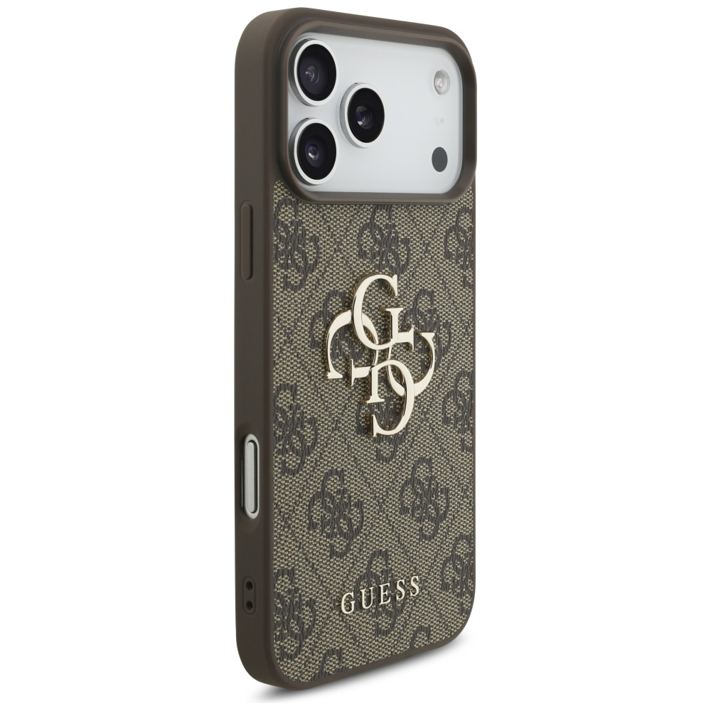 iPhone 17 Pro Max Leder Hardcase Hülle 4G Big Metal Logo (GUHCP17X4GMGBR) - Braun