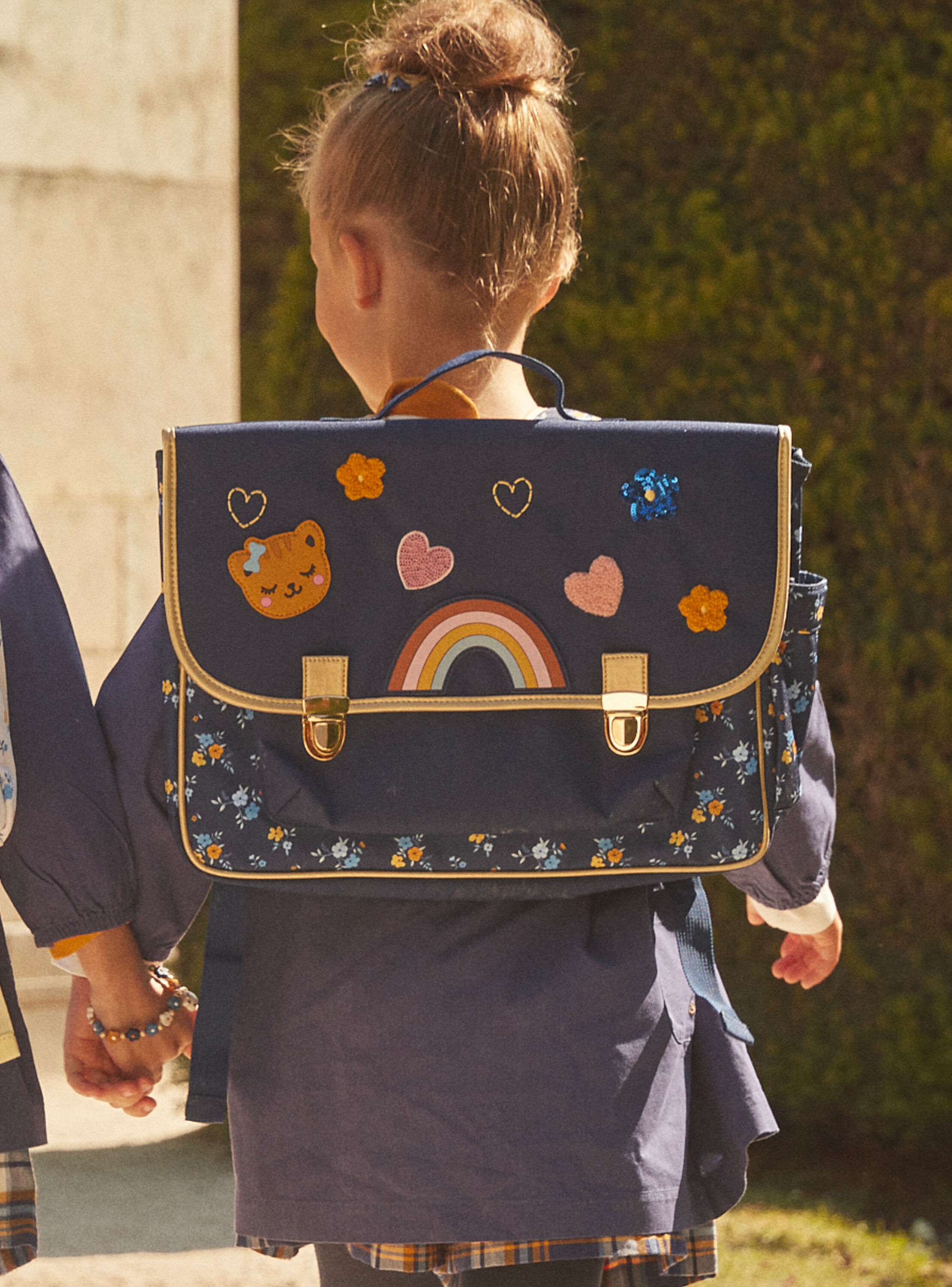 Cartable bleu marine fantaisie en toile