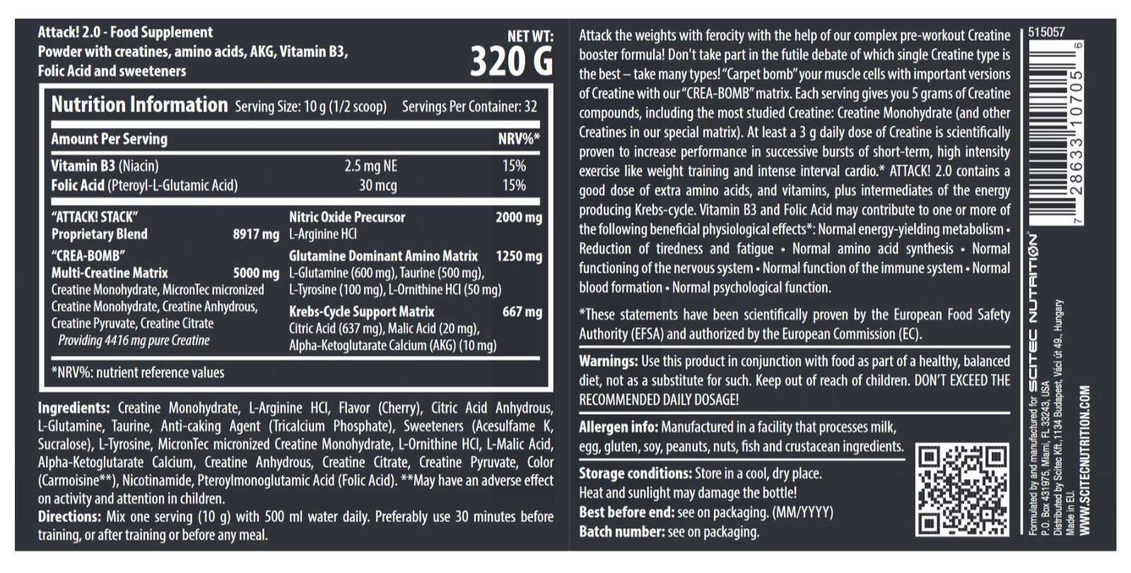 Scitec Nutrition Attack 2.0 320 g